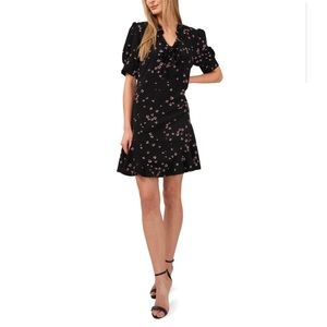 CeCe’s Women’s Puff Sleeve V-neck Printed Dress w/ Tie